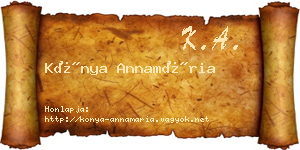 Kónya Annamária névjegykártya
